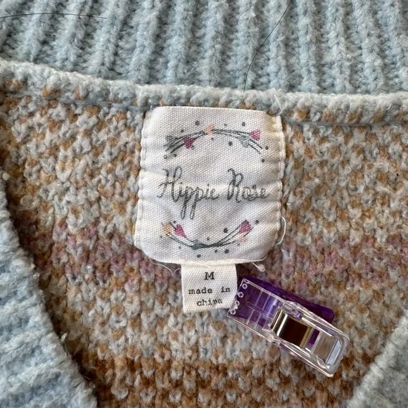 Hippie Rose Multicolor V-Neck Sweater - Picture 2 of 5